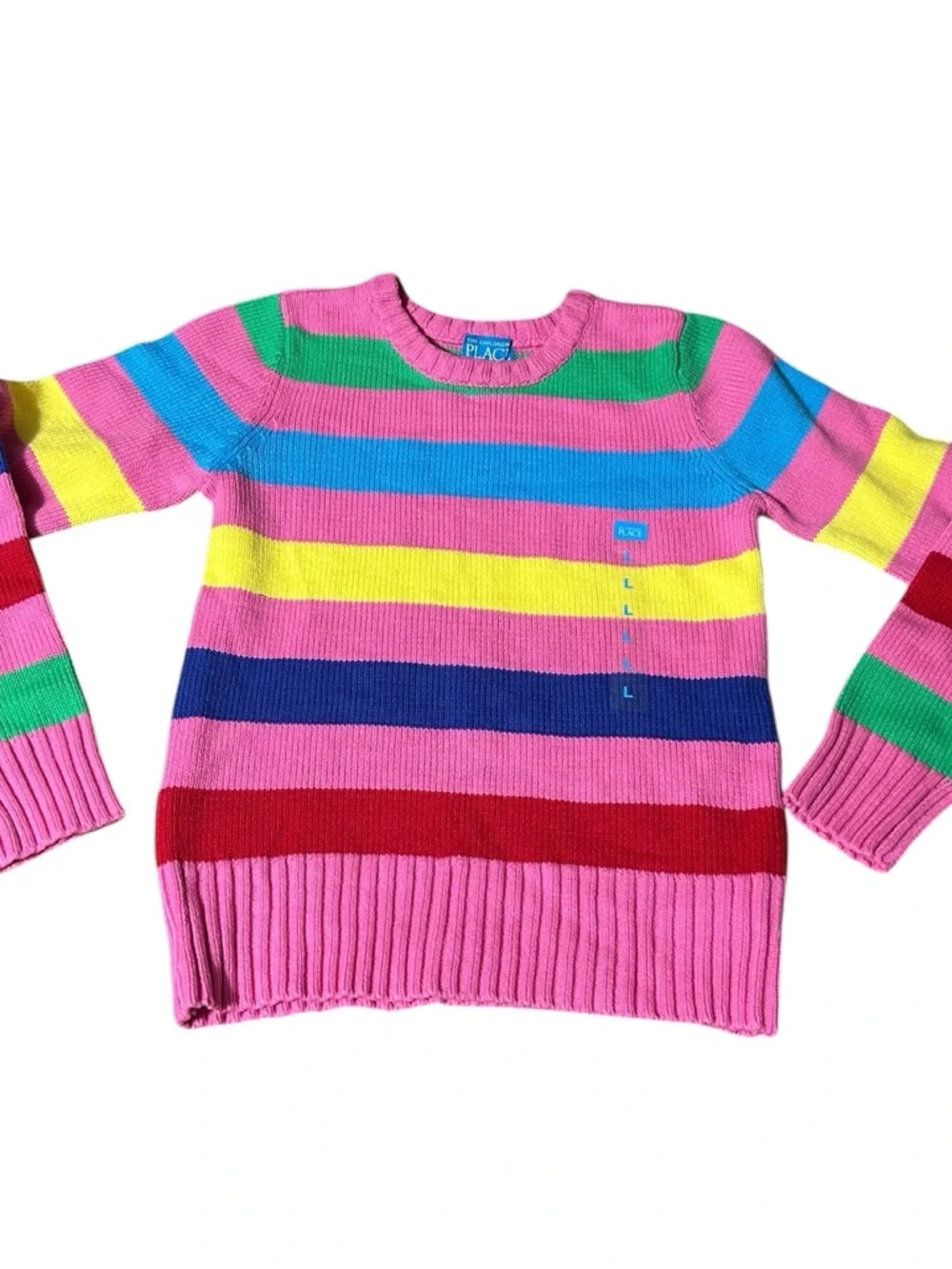 The Children's Place Rainbow Stripe Sweater Girls L 10/12 Bright Colorful Knit